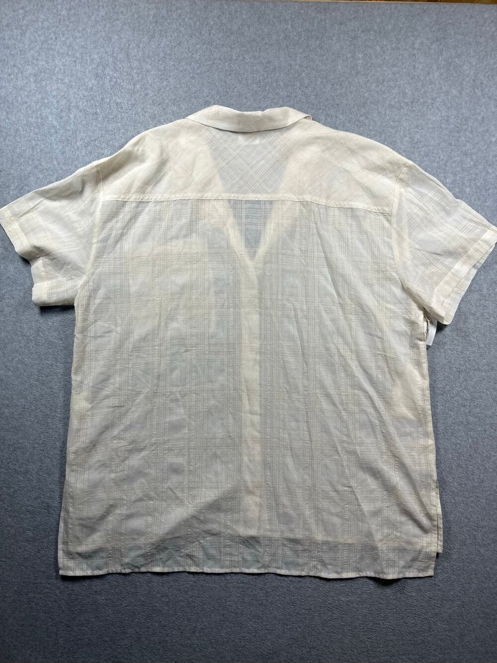 Aritzia Wilfred Button Front Blouse Top Women's Large Cream Plaid Short Sleeves